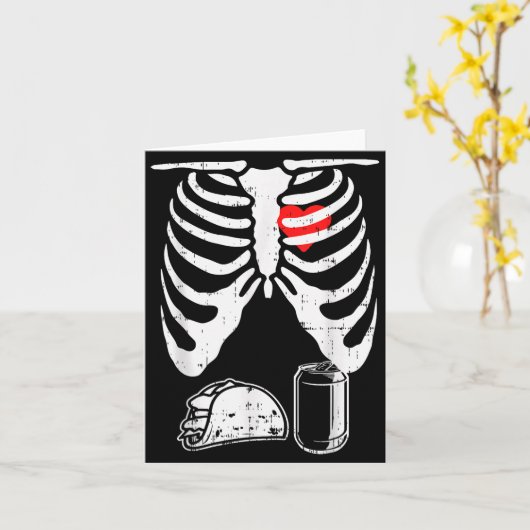 Skeleton Pregnancy Taco Beer Xray Halloween Soon D Karte (Gelbe Blume)