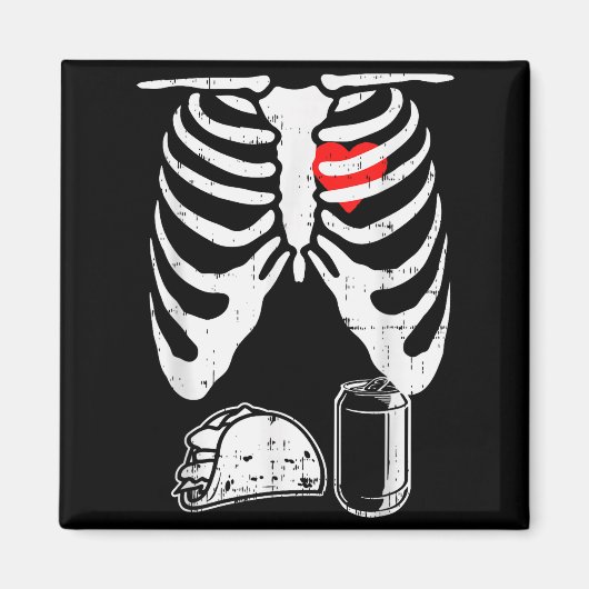 Skeleton Pregnancy Taco Beer Xray Halloween Soon D Magnet (Vorne)