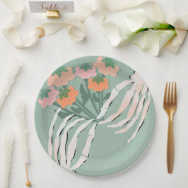 Skeleton Pumpkin Bouquet Halloween Brautparty Pappteller