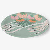 Skeleton Pumpkin Bouquet Halloween Brautparty Pappteller (Schrägansicht)