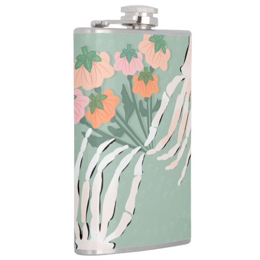 Skeleton Pumpkin Bouquet Halloween Flachmann (Rechts)