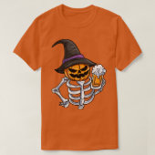 Skeleton Pumpkin Face Jack O'Lantern T-Shirt (Design vorne)