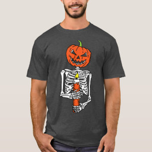Skeleton Pumpkin Lazy Halloween Kostüm Beängstigen T-Shirt