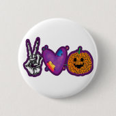 Skeleton Pumpkin Peace Liebe Halloween Button (Vorderseite)