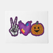 Skeleton Pumpkin Peace Liebe Halloween Fußmatte (Vorderseite)