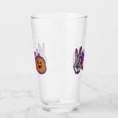 Skeleton Pumpkin Peace Liebe Halloween Glas (Rechts)