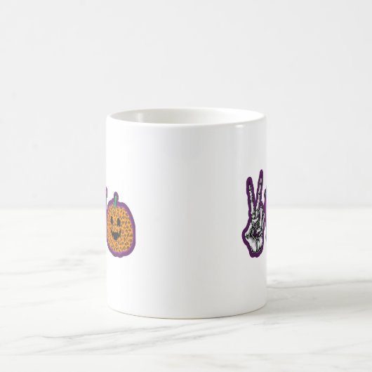 Skeleton Pumpkin Peace Liebe Halloween Kaffeetasse (Mittel)