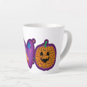 Skeleton Pumpkin Peace Liebe Halloween Milchtasse (Rechte Ecke)
