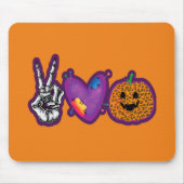 Skeleton Pumpkin Peace Liebe Halloween Mousepad (Vorne)