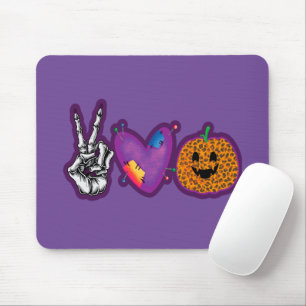 Skeleton Pumpkin Peace Liebe Halloween Mousepad