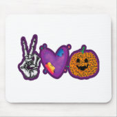 Skeleton Pumpkin Peace Liebe Halloween Mousepad (Vorne)