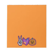 Skeleton Pumpkin Peace Liebe Halloween Notizblock (Vorderseite)