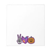 Skeleton Pumpkin Peace Liebe Halloween Notizblock (Vorderseite)