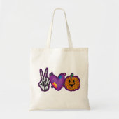 Skeleton Pumpkin Peace Liebe Halloween Tragetasche (Vorne)