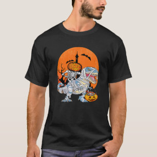 Skeleton Pumpkin Riding Dinosaur Mummy T Rex mit T-Shirt