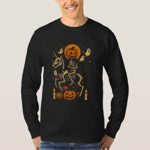 Skeleton Pumpkin Ritter Spuk Halloween Unicorn T-Shirt