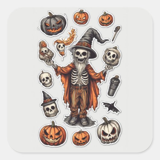 Skeleton & Pumpkin Stickers - Spooky Halloween Dec (Vorderseite)
