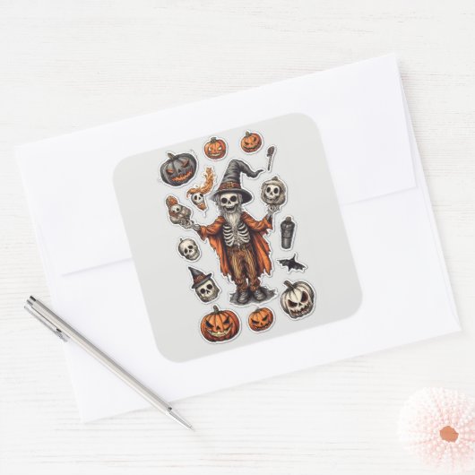Skeleton & Pumpkin Stickers - Spooky Halloween Dec (Umschlag)
