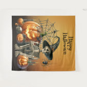 Skeleton Pumpkins Halloween Background Wandteppich (Vorderseite (Horizontal))