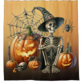 Skeleton Pumpkins Halloween Duschvorhang (Vorderseite)