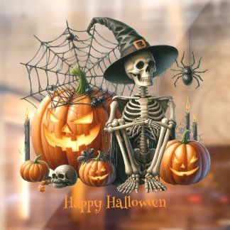 Skeleton Pumpkins Halloween-Fensterklammer Fensteraufkleber
