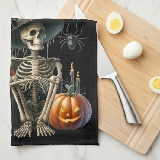 Skeleton Pumpkins Halloween Küchentücher (Viertel Falte)