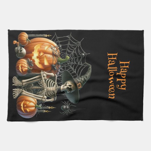Skeleton Pumpkins Halloween Küchentücher (Horizontal)