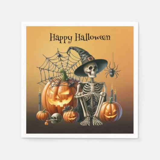 Skeleton Pumpkins Halloween Napkins Serviette (Vorderseite)