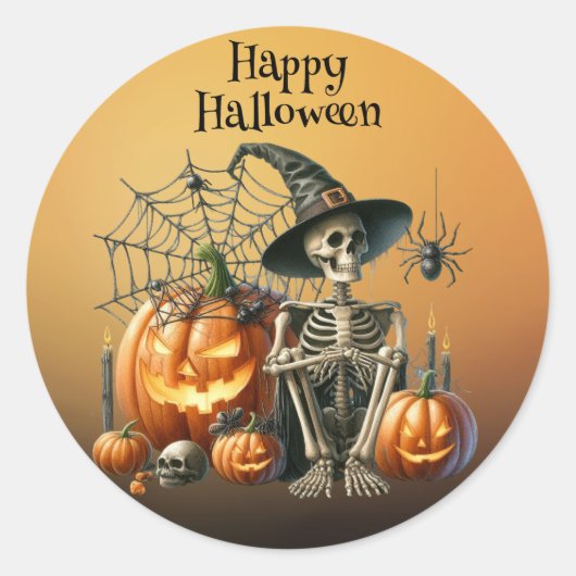Skeleton Pumpkins Halloween Sticker (Vorderseite)