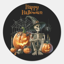 Skeleton Pumpkins Halloween Sticker