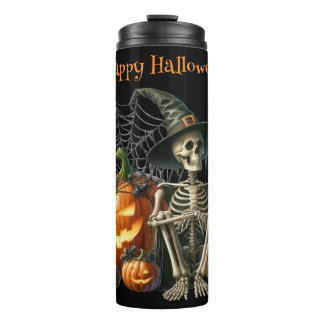 Skeleton Pumpkins Halloween Thermal Tumbler Thermosbecher