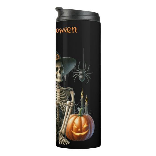 Skeleton Pumpkins Halloween Thermal Tumbler Thermosbecher (Nach rechts gedreht)