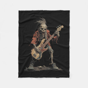 Skeleton-Punk-Rocker-Halloween-Bass-Gitarre-Rock-N Fleecedecke
