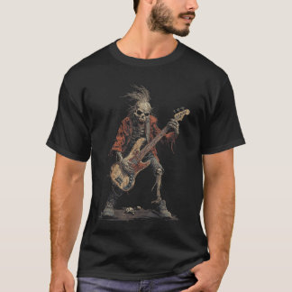 Skeleton Punk Rocker Halloween Bassgitarre Rock N T-Shirt
