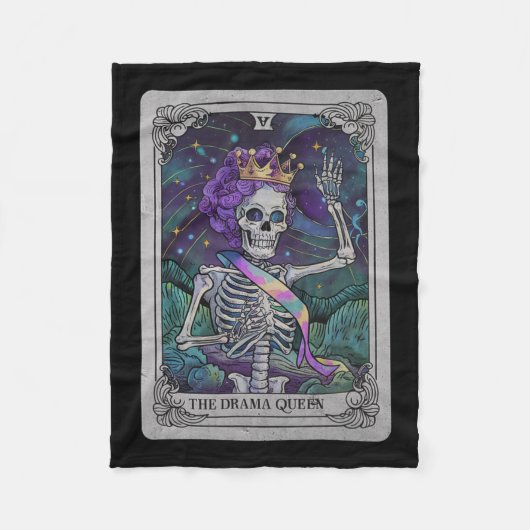 Skeleton Queen Tarot Card Gothic Hexy Halloween Fleecedecke (Vorderseite)