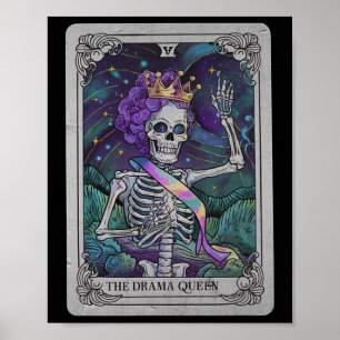 Skeleton Queen Tarot Card Gothic Hexy Halloween Poster