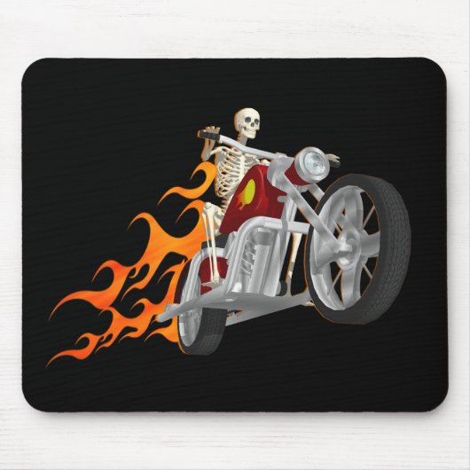 Skeleton Radfahrer u. Flammen: Mousepad (Vorne)