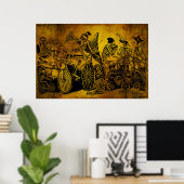 Skeleton-Radfahrer von José Guadalupe Posada Poster (Heimbüro)