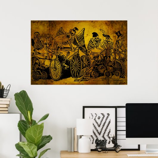 Skeleton-Radfahrer von José Guadalupe Posada Poster (Heimbüro)