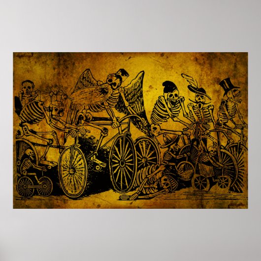 Skeleton-Radfahrer von José Guadalupe Posada Poster (Vorne)