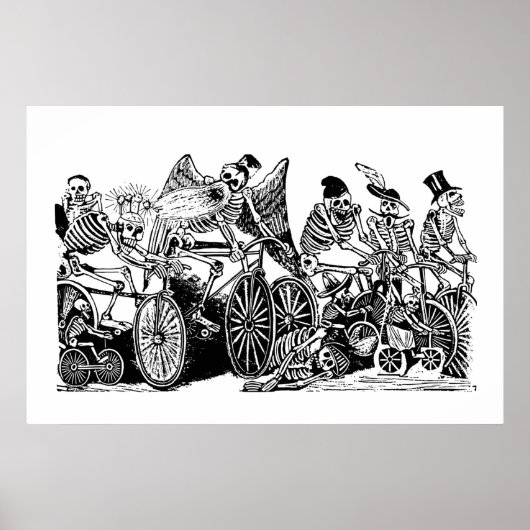 Skeleton-Radfahrer von José Guadalupe Posada Poster (Vorne)