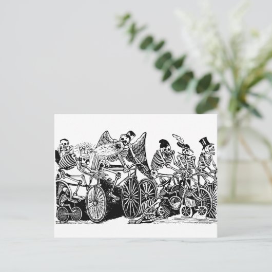 Skeleton-Radfahrer von José Guadalupe Posada Postkarte (Stehend Vorderseite)