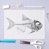 Skeleton Radierung der Vintagen Fische Seidenpapier (Handwerk)