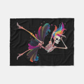 Skeleton Rainbow Ballerina Halloween Fleecedecke (Vorderseite (Horizontal))