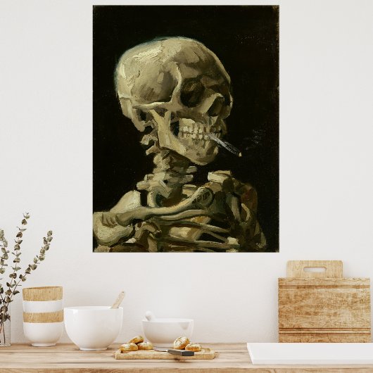 Skeleton Rauchen als Zigarette von Vincent van Gog Poster (Küche)