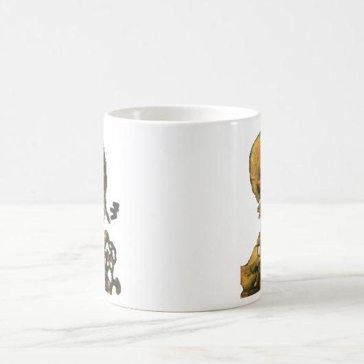 Skeleton Rauchen Van Gogh Art Kaffeetasse (Mittel)