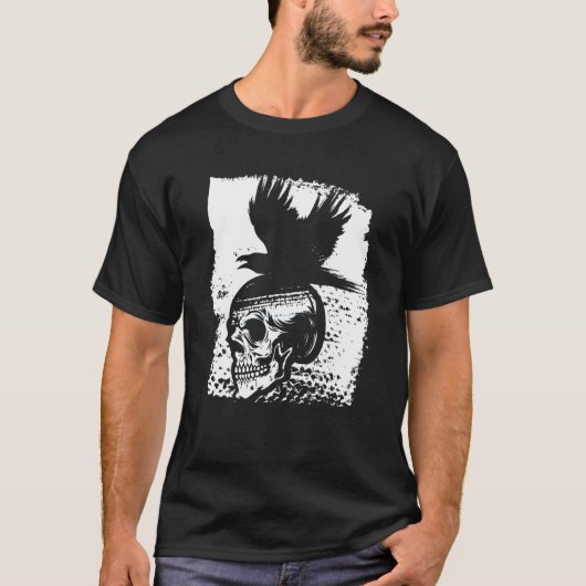 Skeleton Raven Gothic Satanism Occult Horror Devil T-Shirt (Vorderseite)