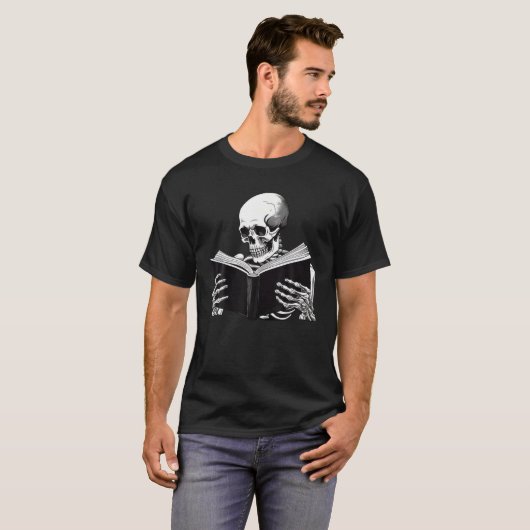 Skeleton Reading Book Bookworm Reader buchen T-Shirt (Vorne ganz)