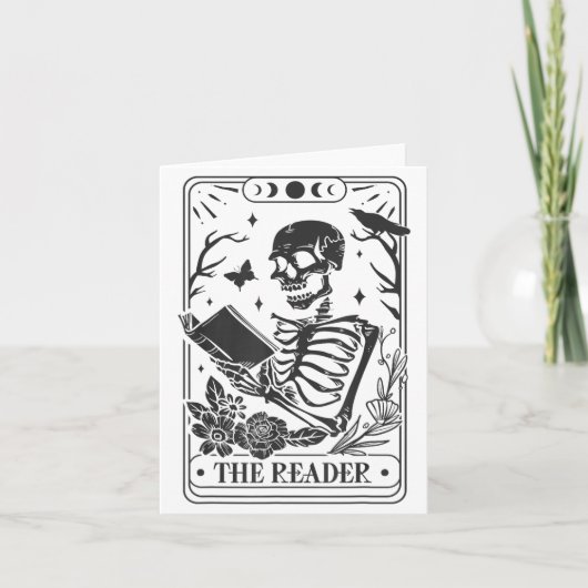 Skeleton Reading Book Lover Funny The Reader Tarot Karte (Vorderseite)