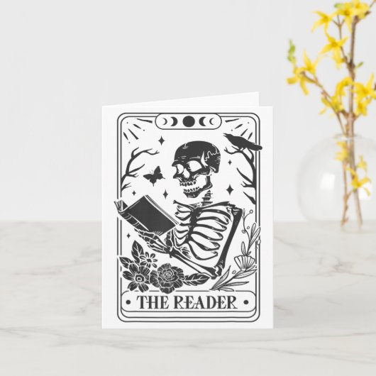 Skeleton Reading Book Lover Funny The Reader Tarot Karte (Gelbe Blume)